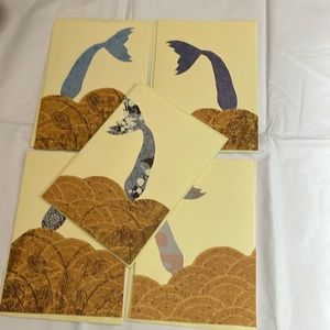 Set of 5 art Nuevo mermaid greeting cards